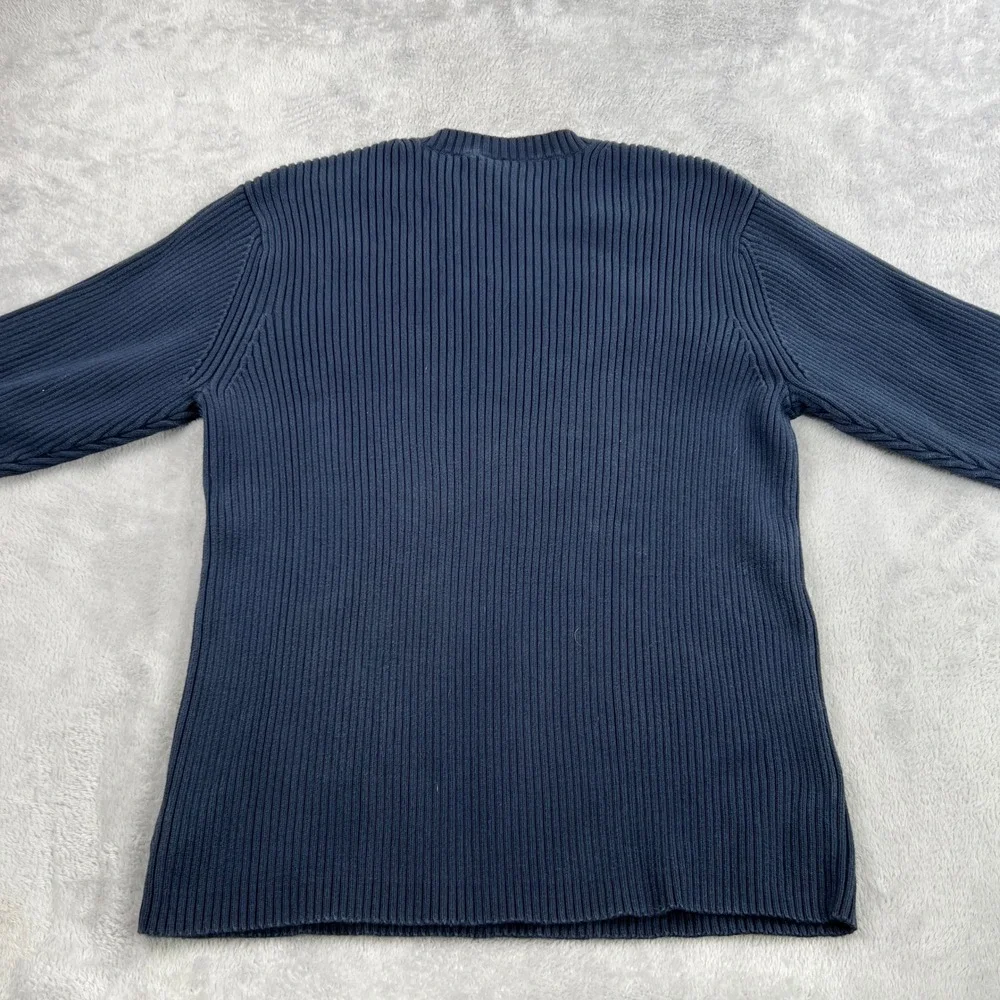 Vintage Gap Ribbed Knit Sweater XL Navy Blue Men Crew Neck 90s Y2K Cotton Blend